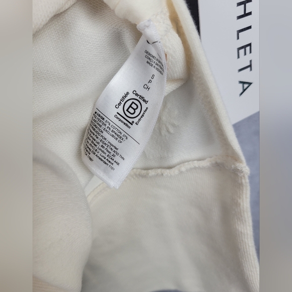 ATHLETA Retroterry V-Neck Sweatshirt Tee Sweater Vest Ivory Cream Size Sp - Picture 10 of 11
